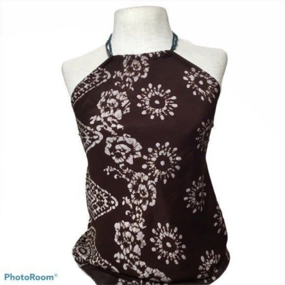 Halter Top Accented Necklace Neckline Accented Back Tie Ladies Small